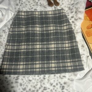 Grey and Beige Wool Blend plaid mini skirt